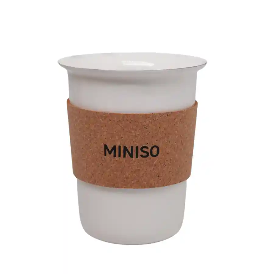 Miniso — "Wood Grain Portable Coffee Mug 450mL(White )" — buy online Pakistan COD