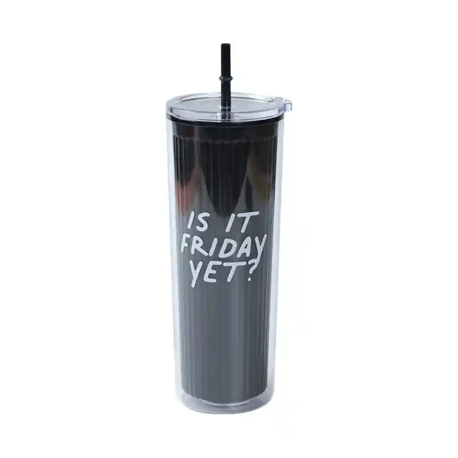 Miniso — Black & White Series Double Wall Straw Plastic Bottle 720mL — buy online Pakistan COD