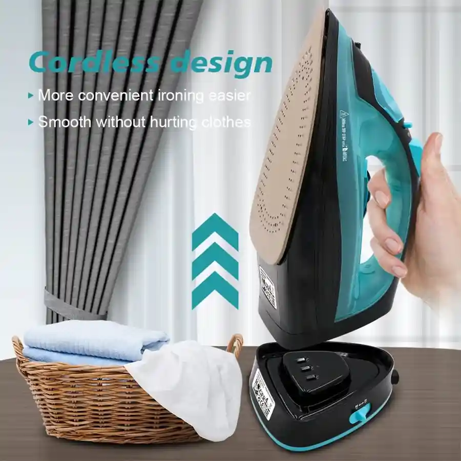 2400W Steam Iron 5 Speed Adjust Cordless Wireless Charging Portable Clothes Ironing Steamer Portable Ceramic Soleplate EU Plug — buy online Pakistan COD