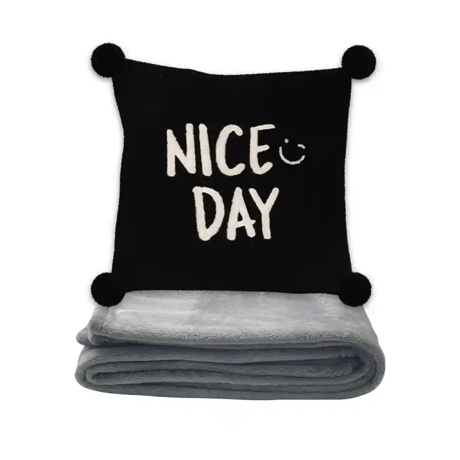 Miniso — Black White Series Throw Pillow Blanket 2-in-1(Black) — buy online Pakistan COD