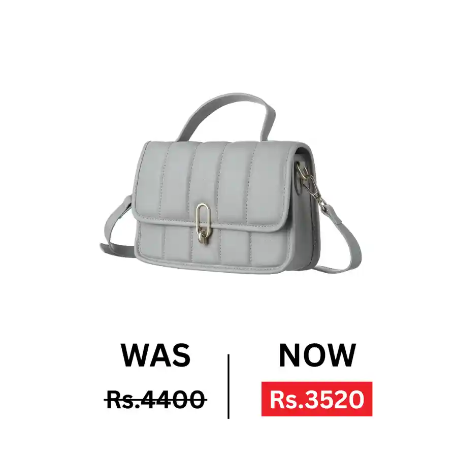 Miniso — Quilted Crossbody Handbag with Flap and Lock (Gray) — buy online Pakistan COD
