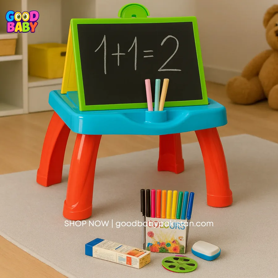 Goodbaby — 3-in-1 Kids Activity Desk with Projector, Chalkboard & Whiteboard — buy online Pakistan COD