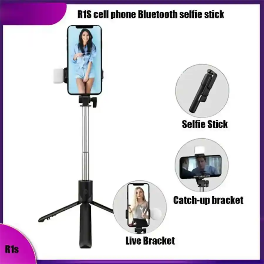 3-in-1 Wireless Selfie Stick R1/R1S Tripod Stand with Bluetooth Shutter — buy online Pakistan COD