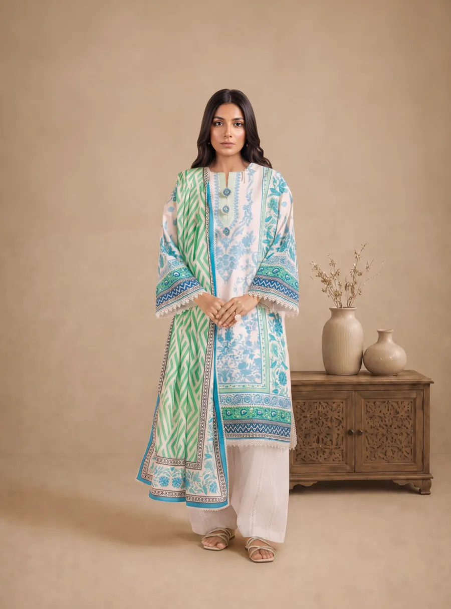 Bonanza Satrangi — Azure - 3 Pc (WU3PPBS25LI8S3) — buy online Pakistan COD
