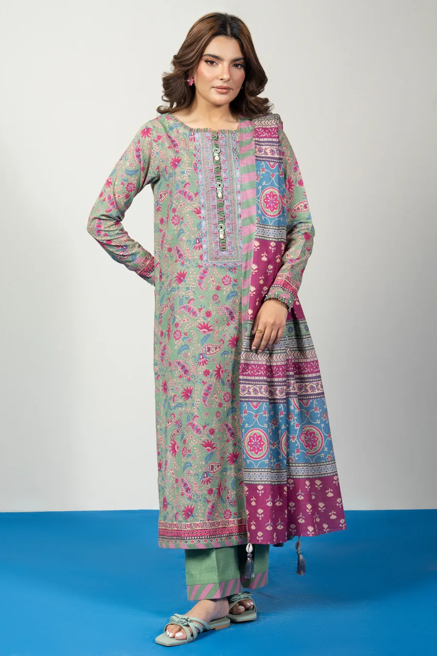 Alkaram — Rts Shirt Trouser Dupatta Ec562 3P26B Mint Green — buy online Pakistan COD