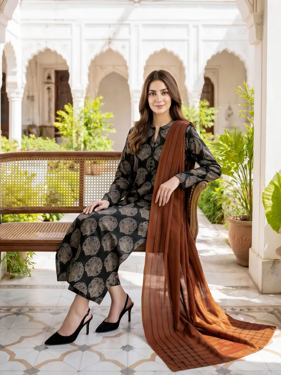 LimeLight — 3 Piece Khaddar Suit (Unstitched) — buy online Pakistan COD