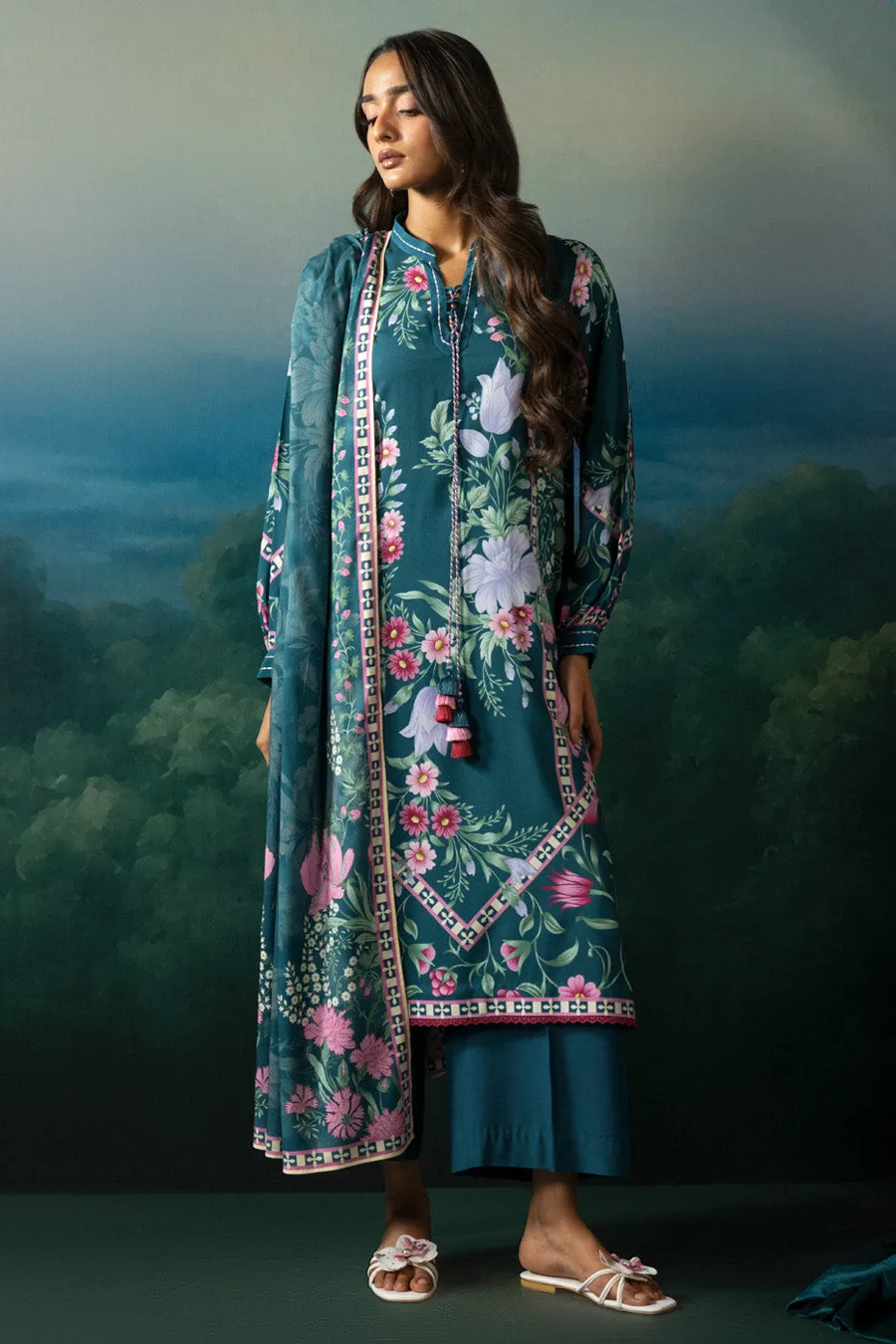 Alkaram — Rts Shirt Trouser Dupatta Ef467 3P26 Green — buy online Pakistan COD